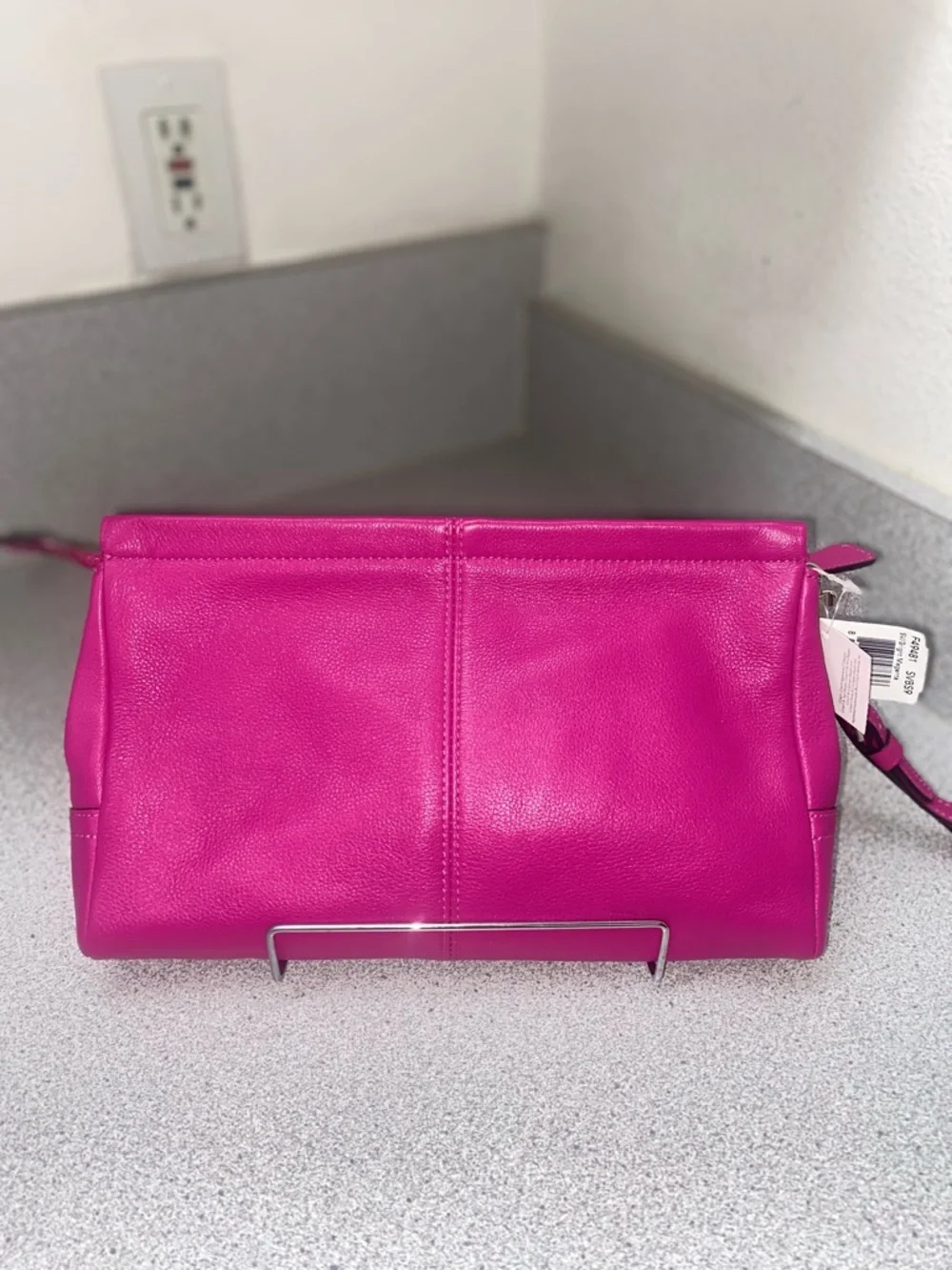 Coach Park Leather Legacy Bright Magenta Turnlock Clutch NWT